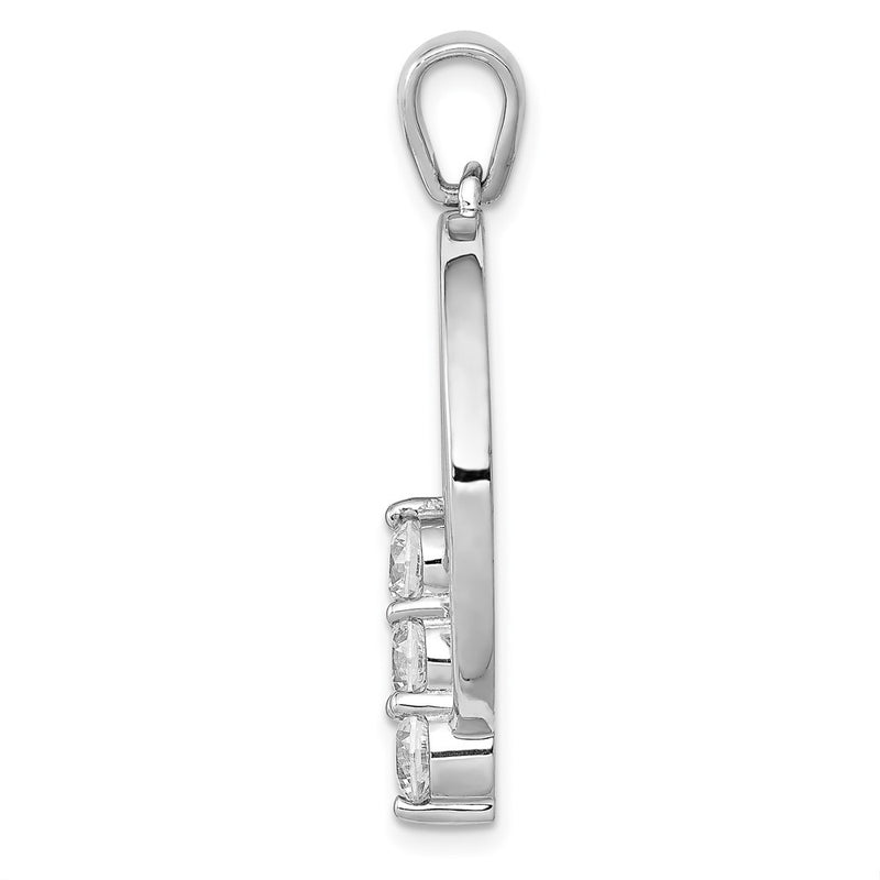 14k White Gold 4.3mm Real Diamond Three Stone Circle Pendant