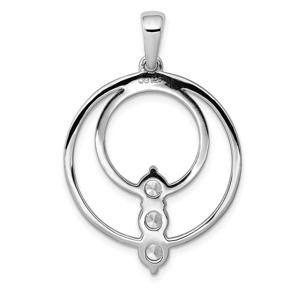 14k White Gold 4.3mm Real Diamond Three Stone Circle Pendant