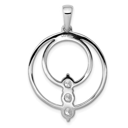 14k White Gold 4.3mm Real Diamond Three Stone Circle Pendant