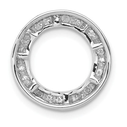 14k White Gold 1/4ct. Real Diamond Channel Set Circle Chain Slide