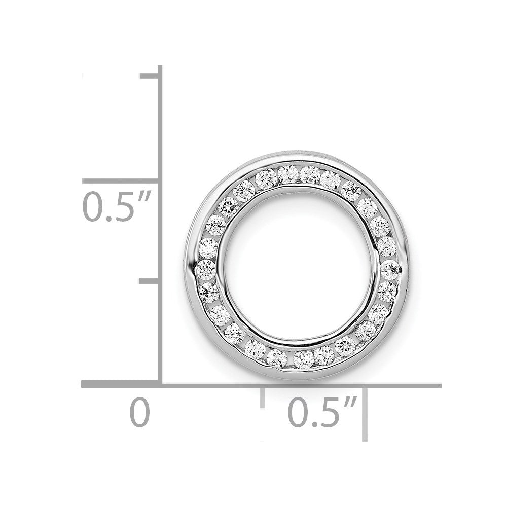 14k White Gold 1/4ct. Real Diamond Channel Set Circle Chain Slide