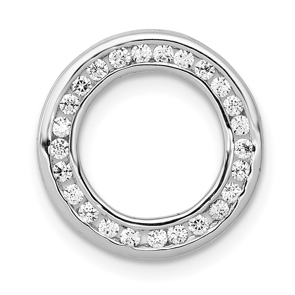 14k White Gold 1/4ct. Real Diamond Channel Set Circle Chain Slide