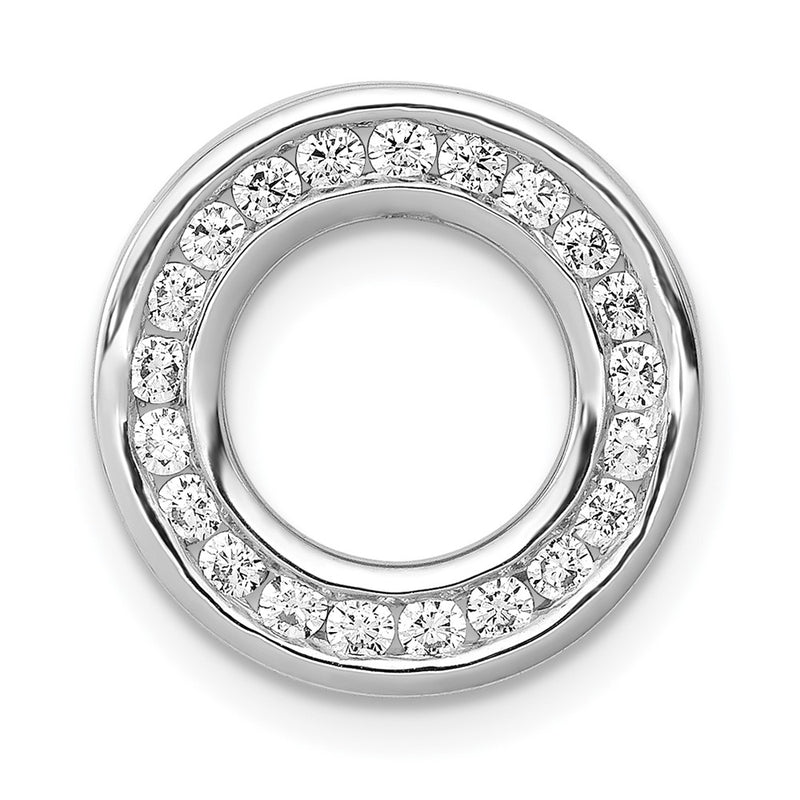 14k White Gold 3/8ct. Real Diamond Channel Set Circle Chain Slide