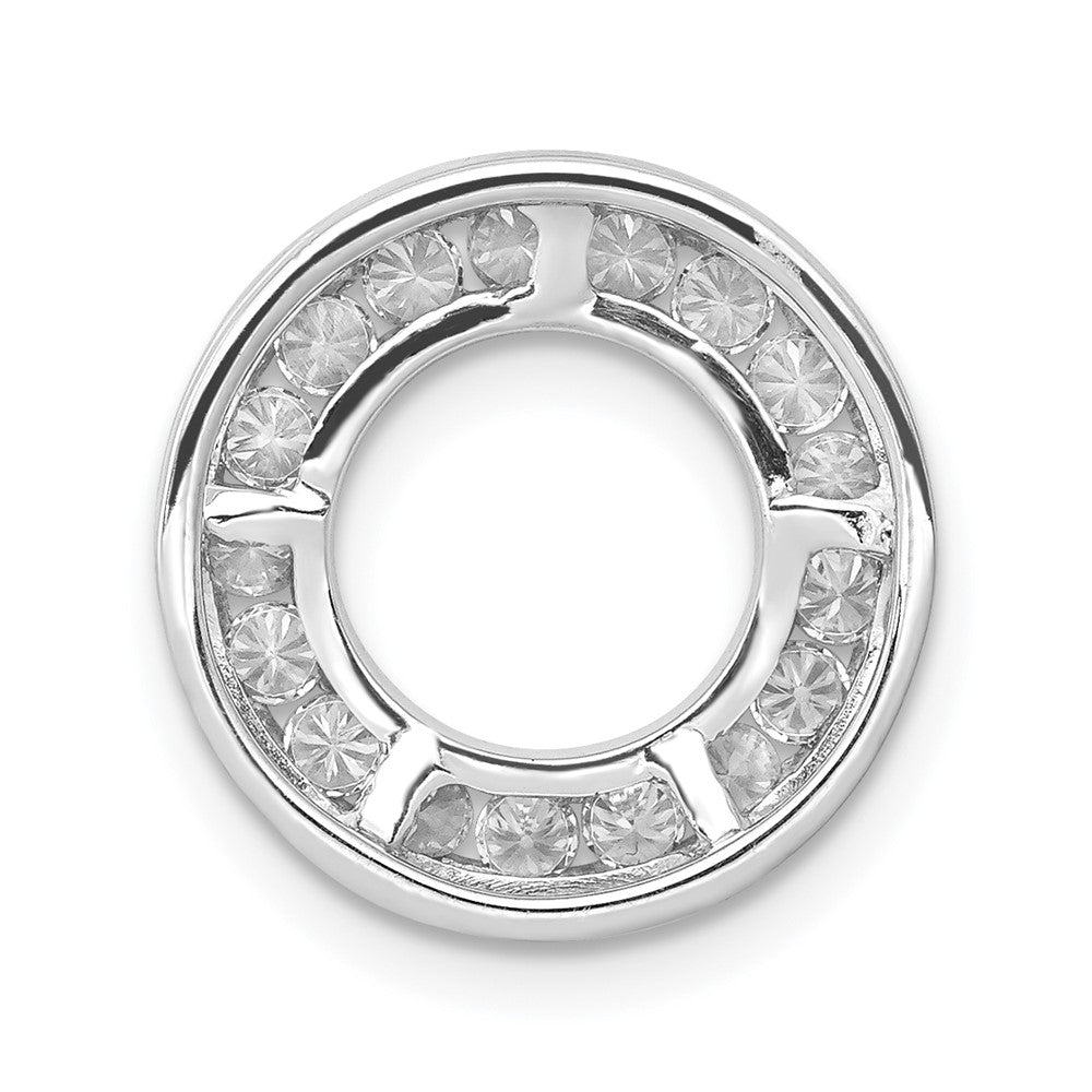 14k White Gold 1/2ct. Real Diamond Channel Set Circle Chain Slide