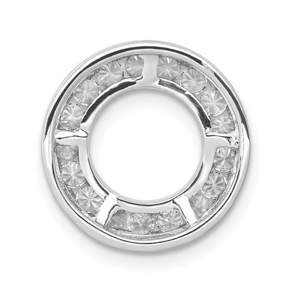 14k White Gold 1/2ct. Real Diamond Channel Set Circle Chain Slide