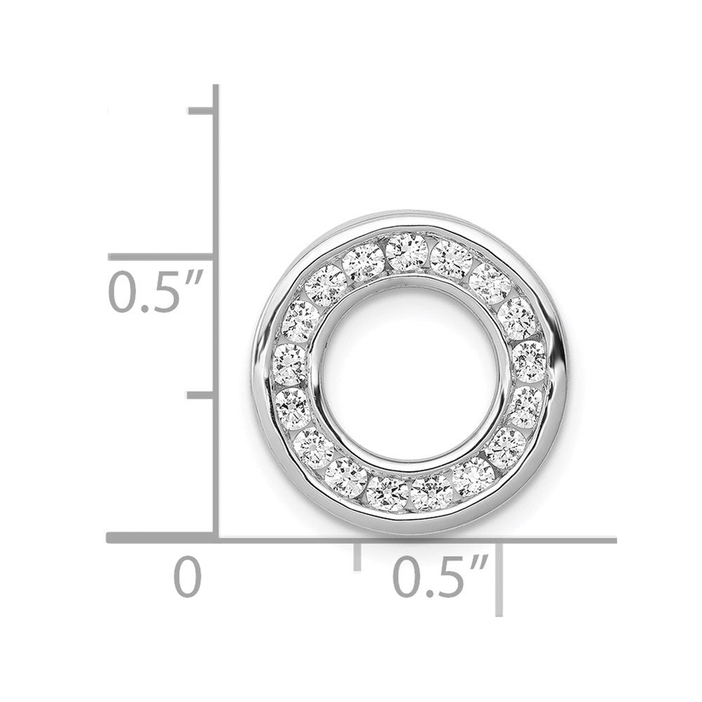 14k White Gold 1/2ct. Real Diamond Channel Set Circle Chain Slide