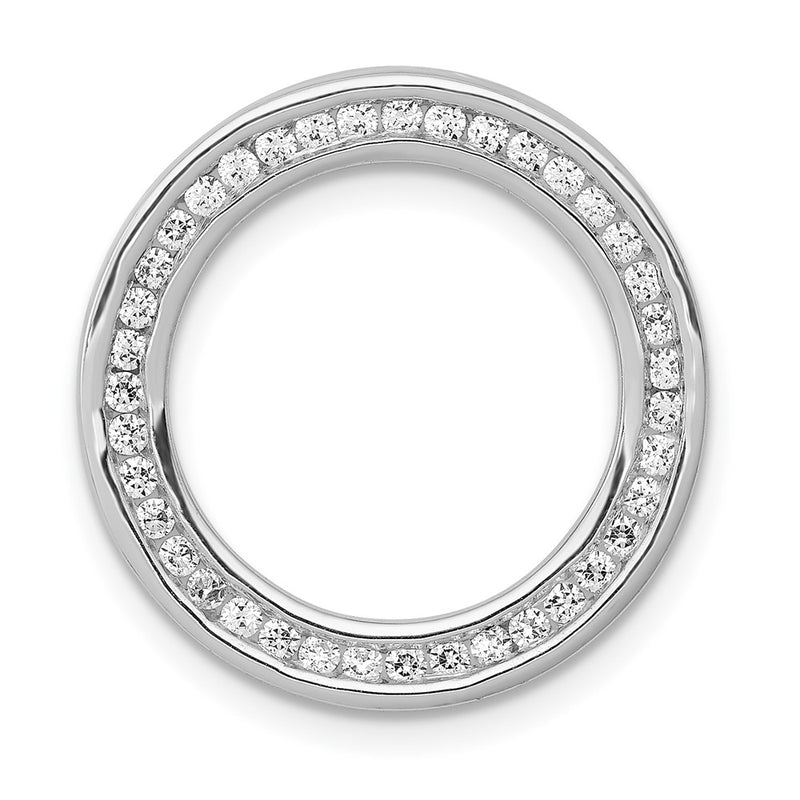 14k White Gold 3/8ct. Real Diamond Channel Set Large Circle Chain Slide