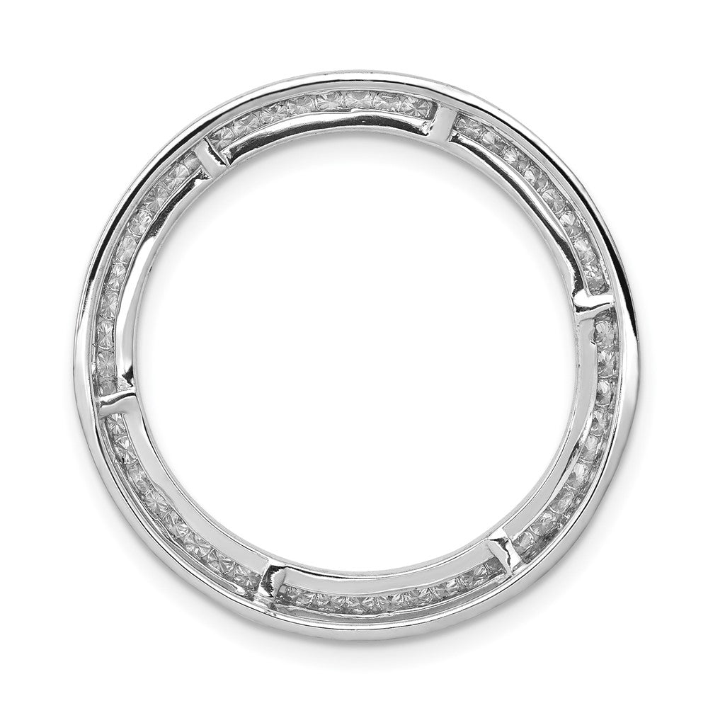 14k White Gold 1/2ct. Real Diamond Channel Set Large Circle Chain Slide