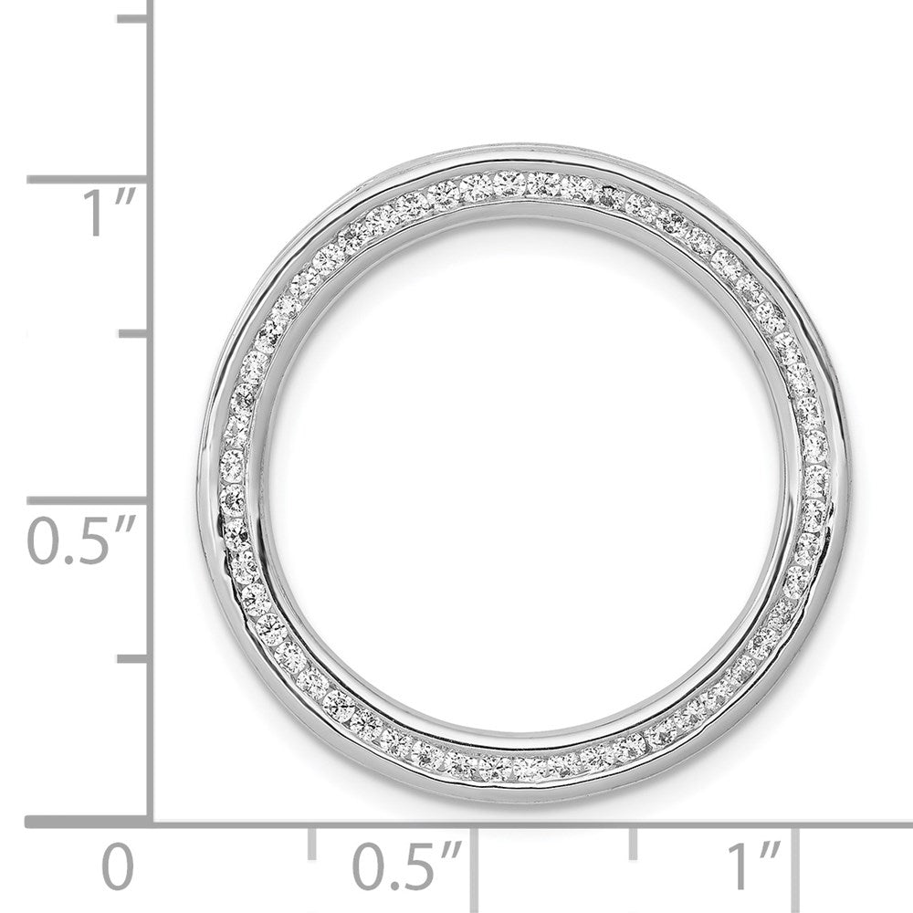 14k White Gold 1/2ct. Real Diamond Channel Set Large Circle Chain Slide