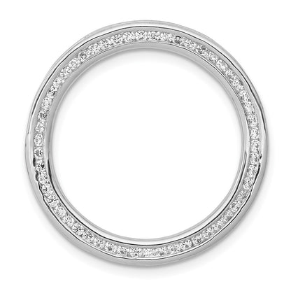 14k White Gold 1/2ct. Real Diamond Channel Set Large Circle Chain Slide