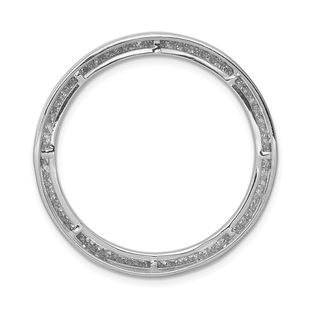 14k White Gold 5/8ct. Real Diamond Channel Set Large Circle Chain Slide