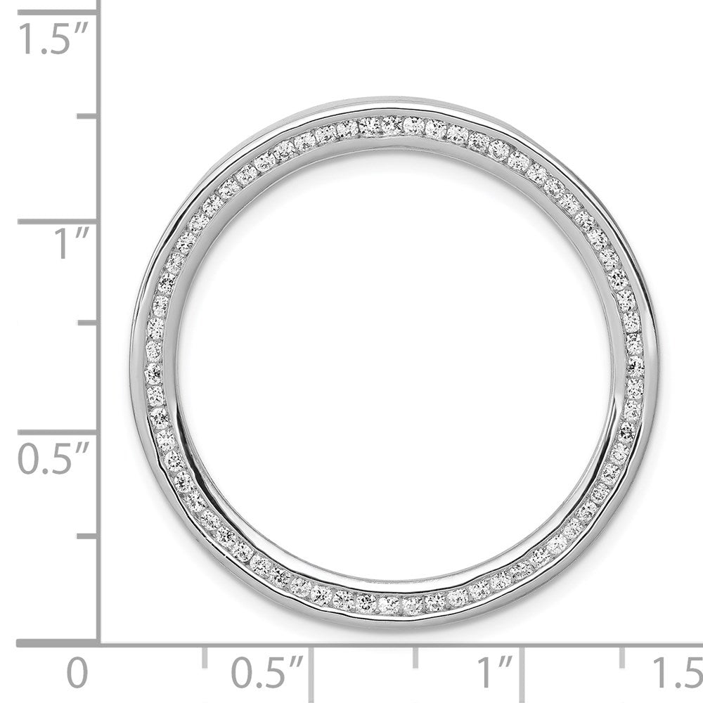 14k White Gold 5/8ct. Real Diamond Channel Set Large Circle Chain Slide