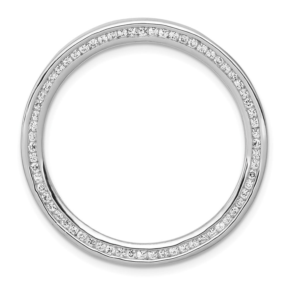 14k White Gold 5/8ct. Real Diamond Channel Set Large Circle Chain Slide
