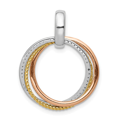 14k Tri-Color Gold 1/6ct. Real Diamond Moveable Circles Pendant