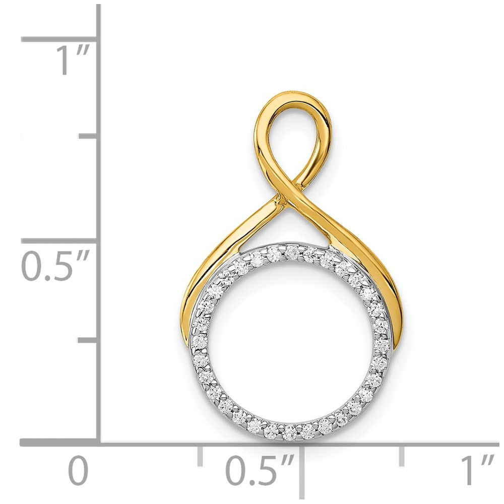 14k Two-Tone Gold 1/10ct. Real Diamond Fancy Circle Chain Slide