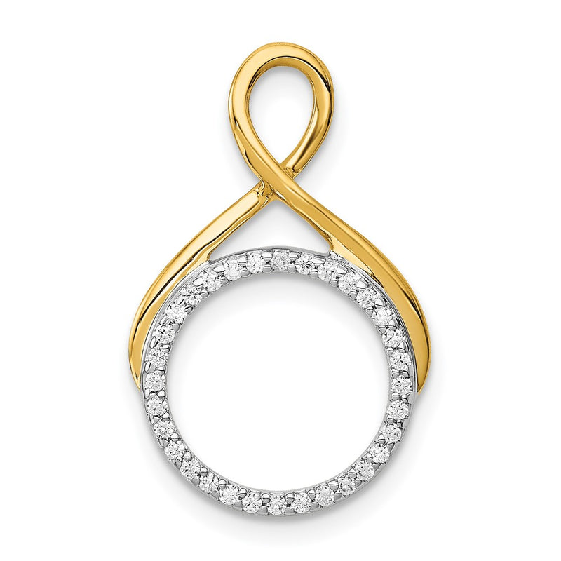 14k Two-Tone Gold 1/10ct. Real Diamond Fancy Circle Chain Slide