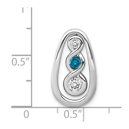 14k White Gold 1/3ct. Blue/White Real Diamond Twisted Teardrop Chain Slide