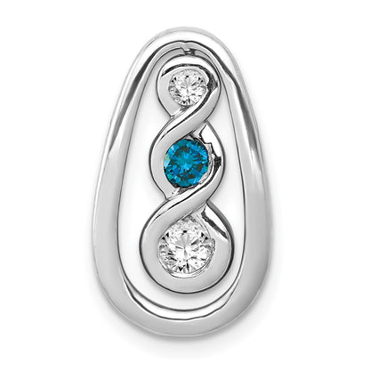 14k White Gold 1/3ct. Blue/White Real Diamond Twisted Teardrop Chain Slide