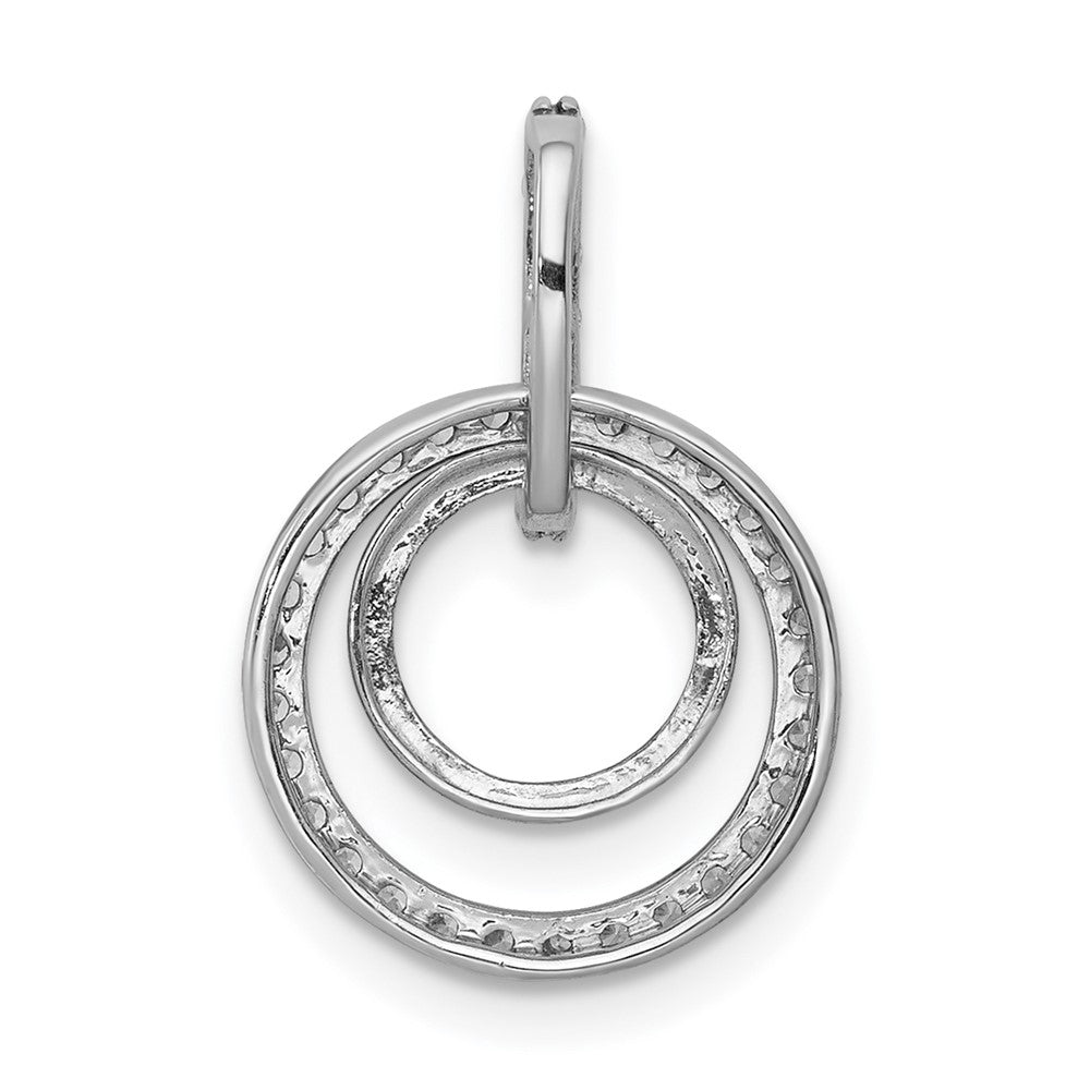 14k White Gold 1/4ct. Real Diamond Double Circle Dangle Pendant