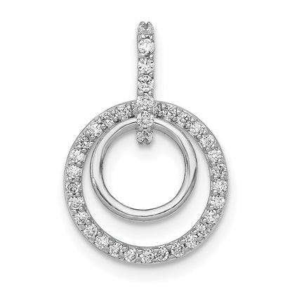 14k White Gold 1/4ct. Real Diamond Double Circle Dangle Pendant