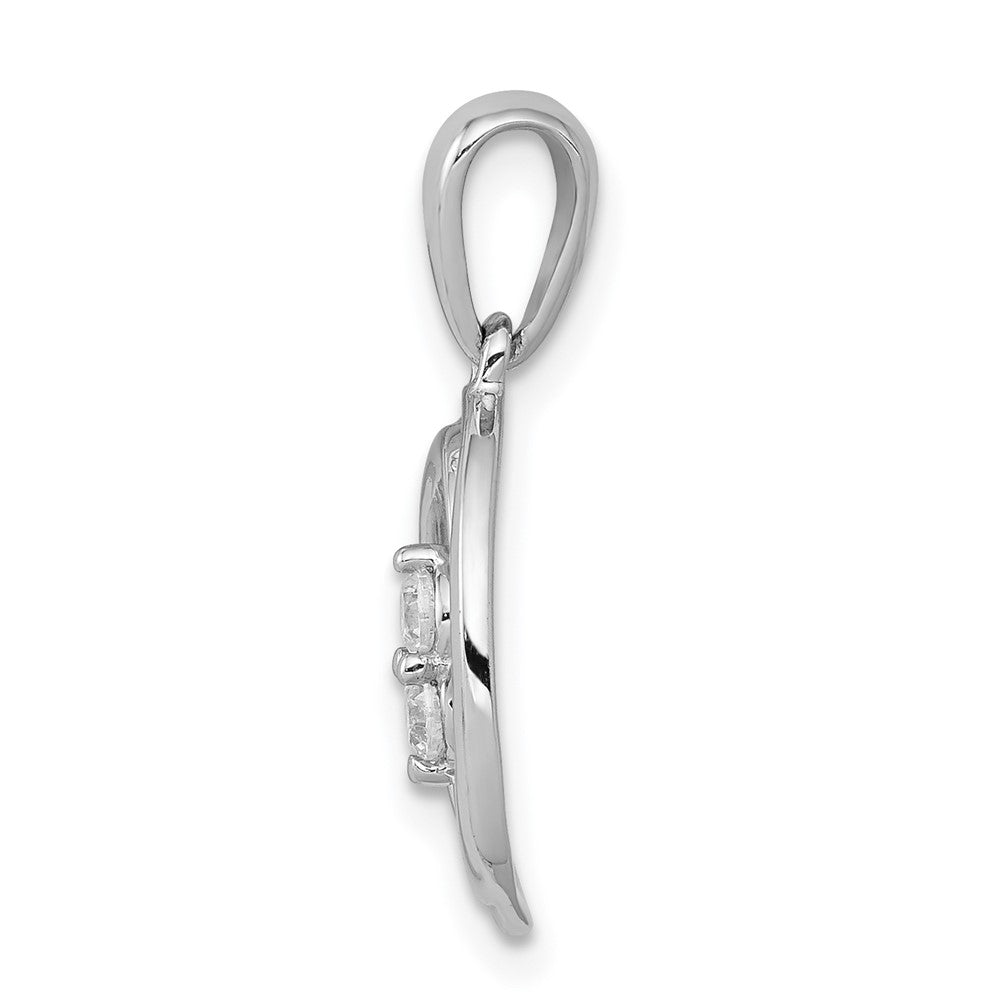 14k White Gold Polished 1/8ct. Real Diamond Oval Pendant
