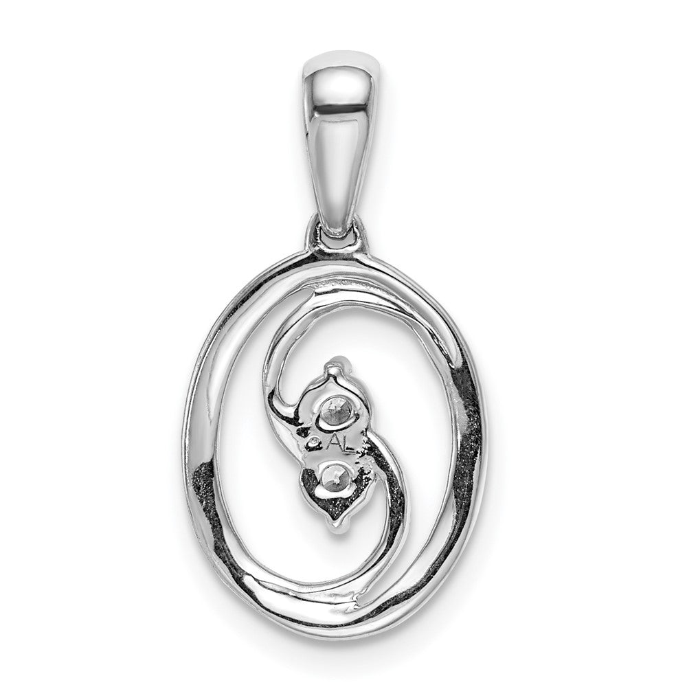 14k White Gold Polished 1/8ct. Real Diamond Oval Pendant