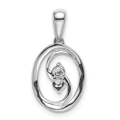 14k White Gold Polished 1/8ct. Real Diamond Oval Pendant
