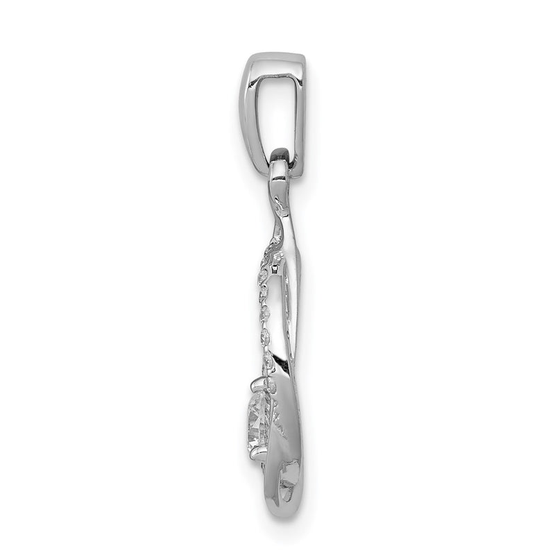 14k White Gold 1/3ct. Real Diamond Fancy Circle and Teardrop Pendant