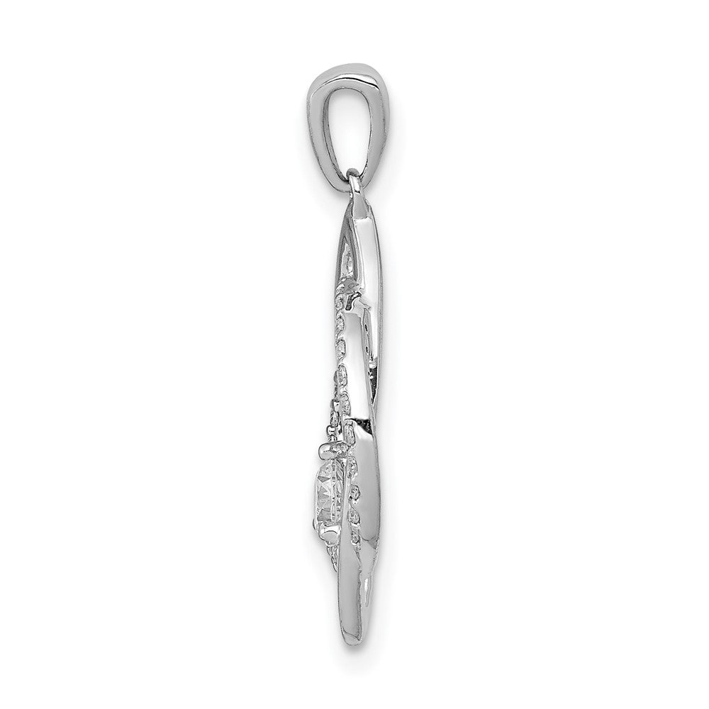 14k White Gold 1/3ct. Real Diamond Fancy Circle Pendant