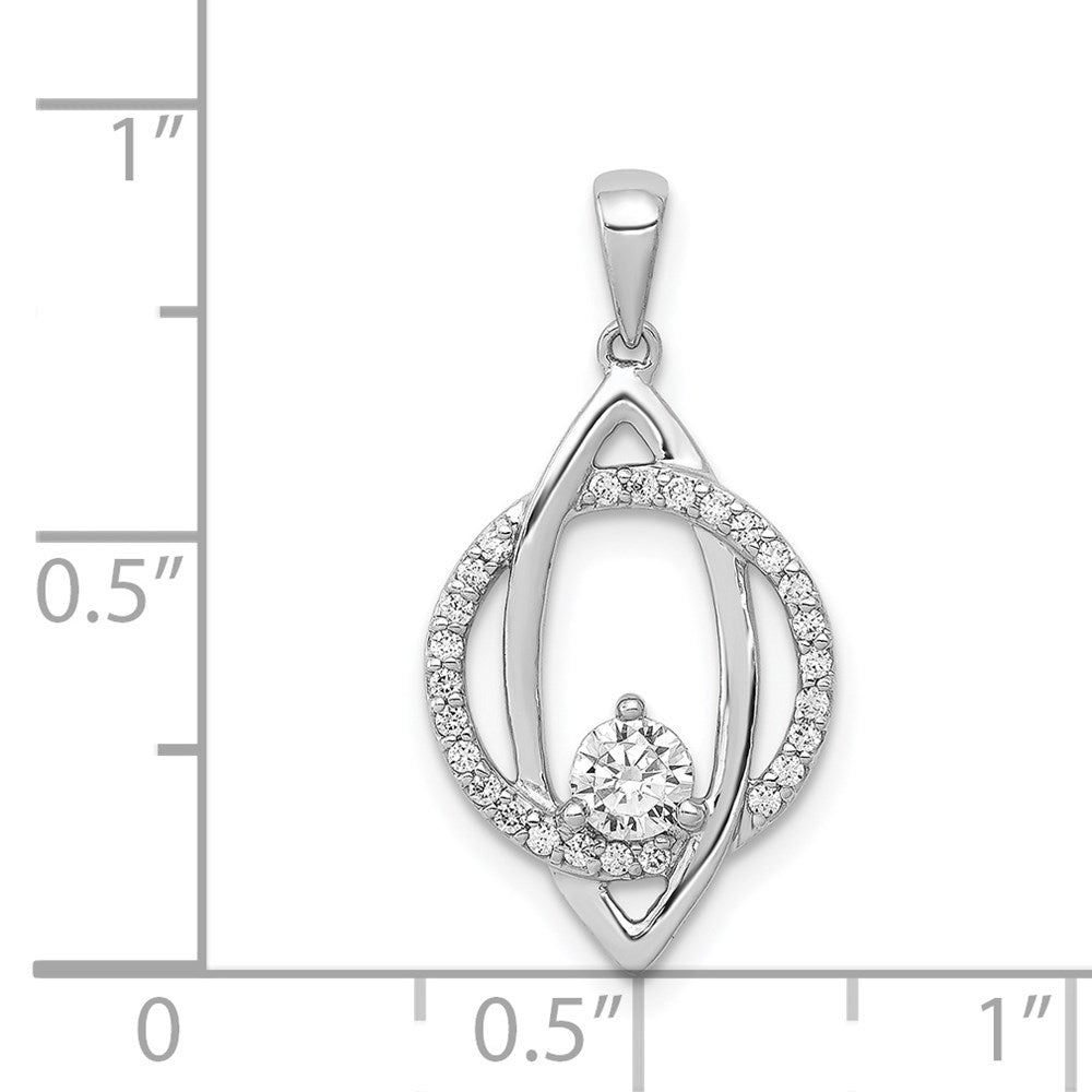 14k White Gold 1/3ct. Real Diamond Fancy Circle Pendant