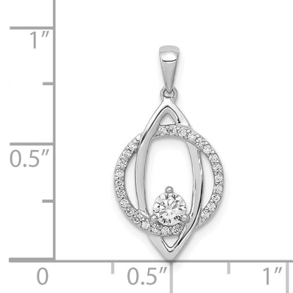 14k White Gold 1/3ct. Real Diamond Fancy Circle Pendant