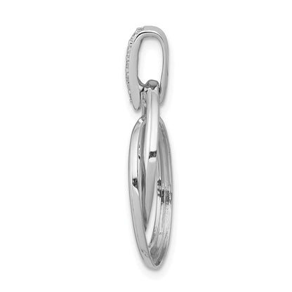 14k White Gold 1/20ct. Real Diamond Double Oval Pendant