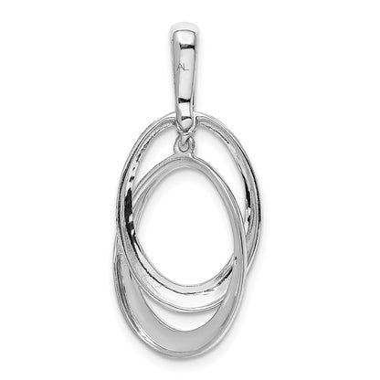 14k White Gold 1/20ct. Real Diamond Double Oval Pendant