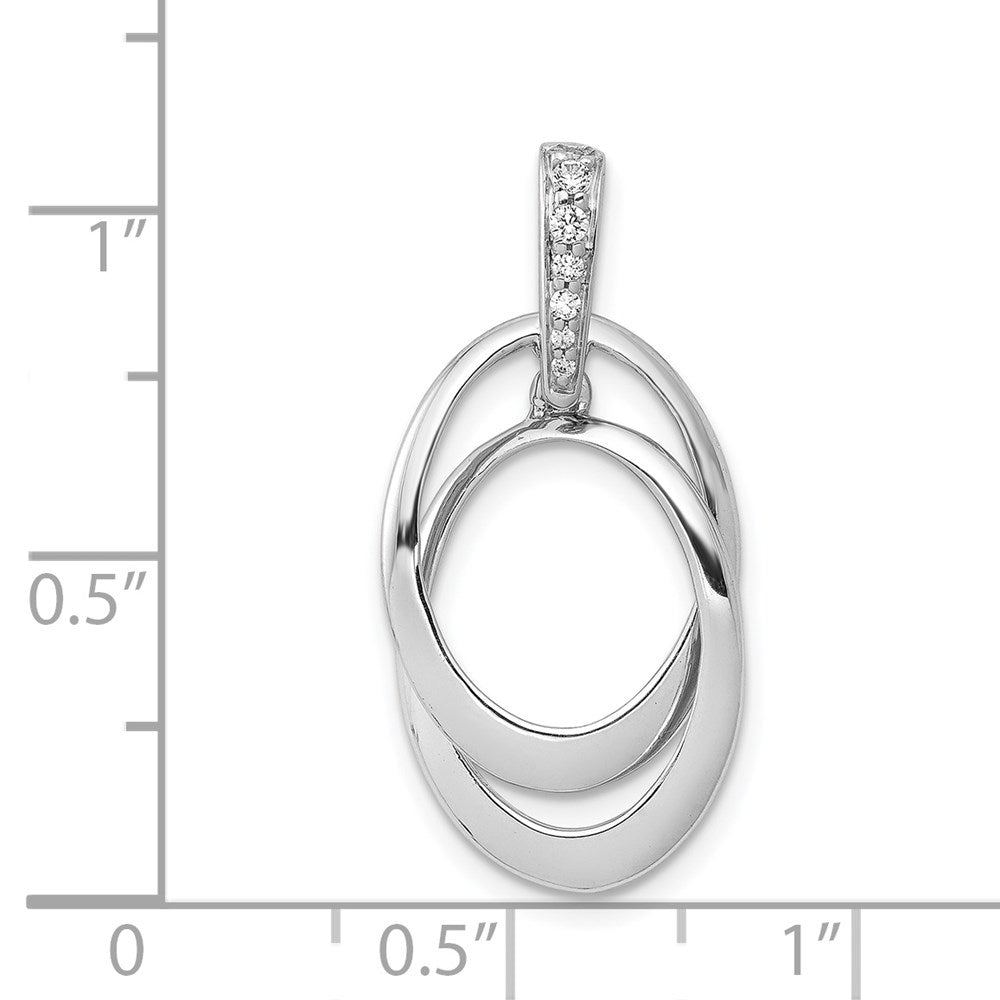 14k White Gold 1/20ct. Real Diamond Double Oval Pendant