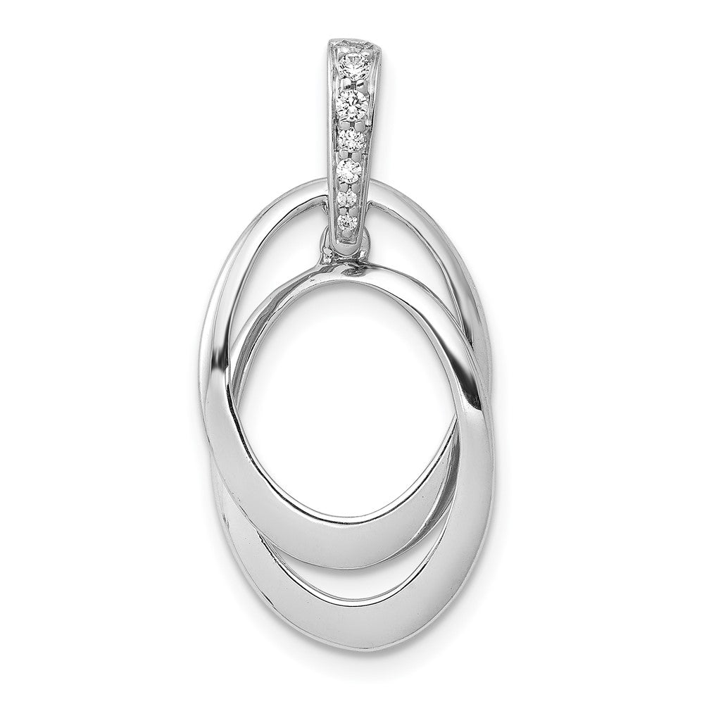 14k White Gold 1/20ct. Real Diamond Double Oval Pendant