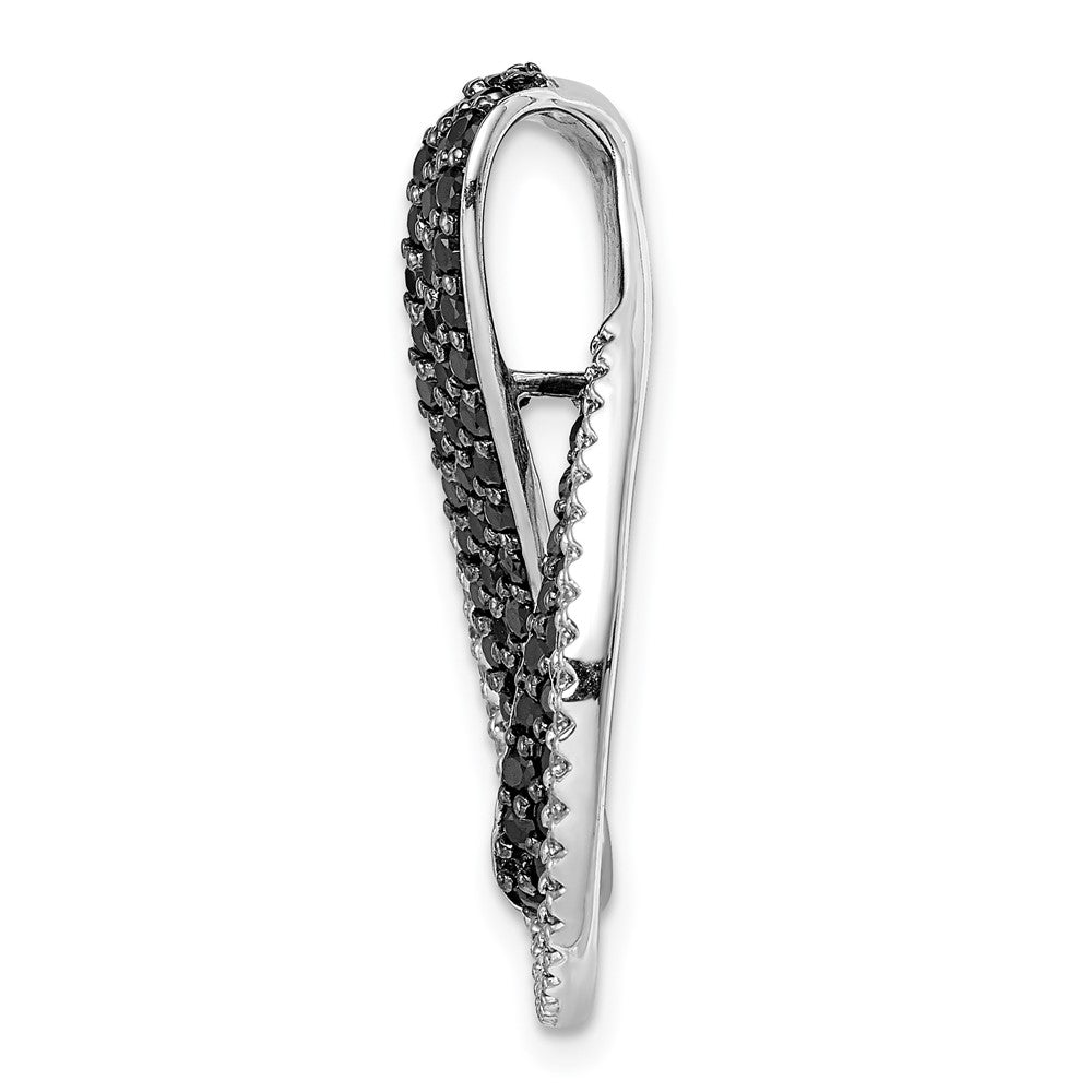 14k White Gold 1 1/10ct. Black and White Real Diamond Twist Loop Slide