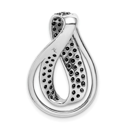 14k White Gold 1 1/10ct. Black and White Real Diamond Twist Loop Slide