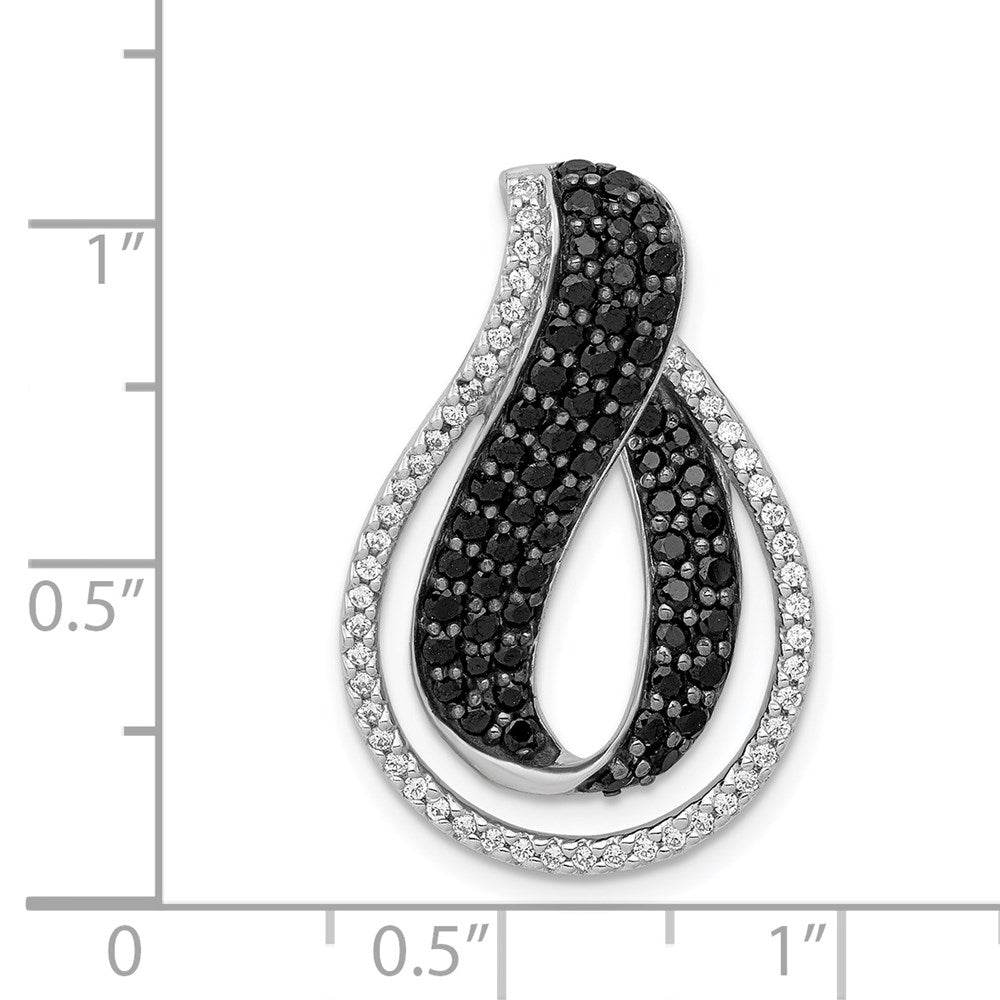 14k White Gold 1 1/10ct. Black and White Real Diamond Twist Loop Slide