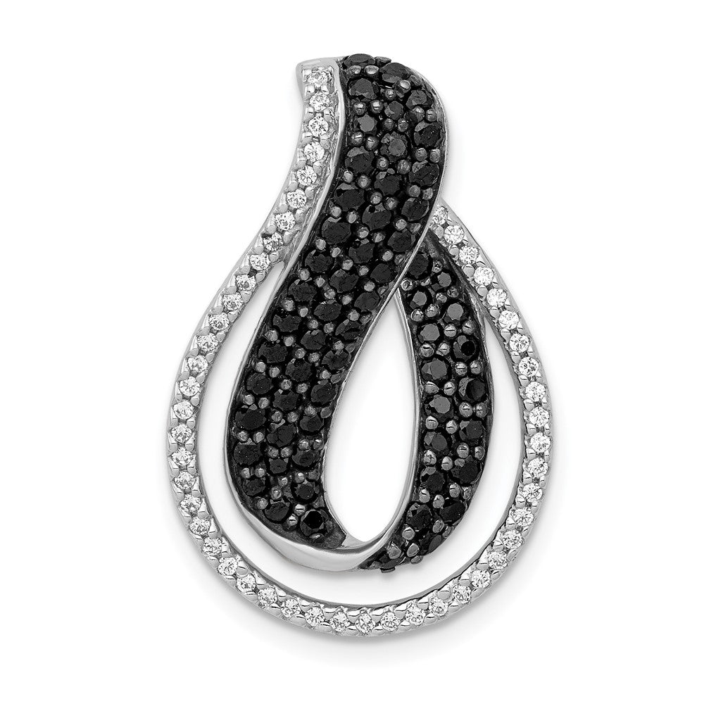 14k White Gold 1 1/10ct. Black and White Real Diamond Twist Loop Slide