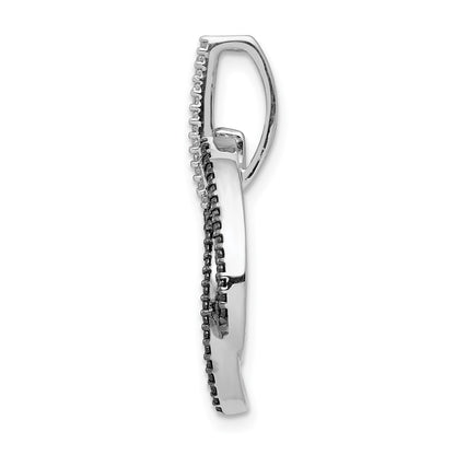 14k White Gold 1/3ct. White/Black Real Diamond Intertwined Ovals Pendant