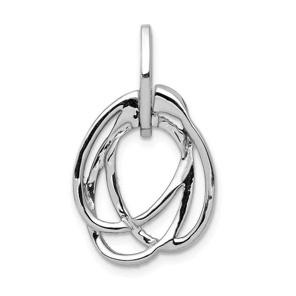 14k White Gold 1/3ct. White/Black Real Diamond Intertwined Ovals Pendant