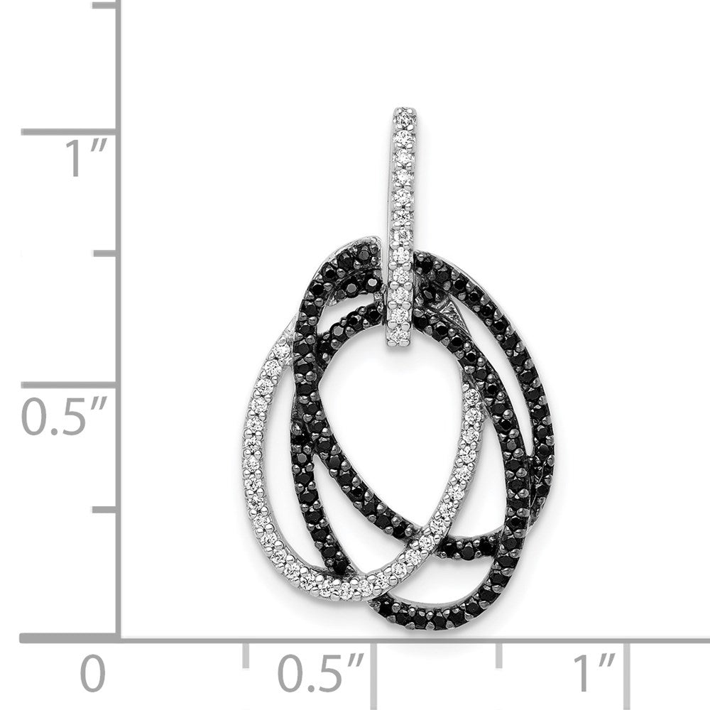14k White Gold 1/3ct. White/Black Real Diamond Intertwined Ovals Pendant