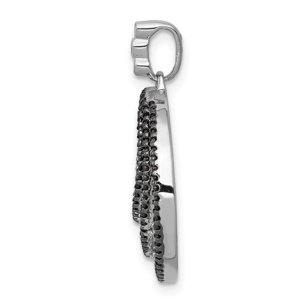 14k White Gold 3/8ct. White and Black Real Diamond Fancy Circle Pendant