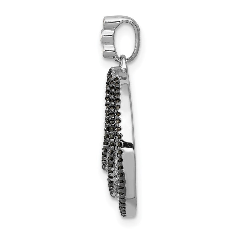 14k White Gold 3/8ct. White and Black Real Diamond Fancy Circle Pendant
