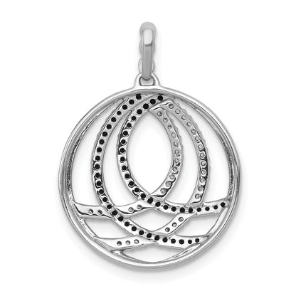 14k White Gold 3/8ct. White and Black Real Diamond Fancy Circle Pendant
