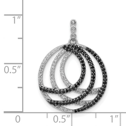 14k White Gold 3/8ct. White and Black Real Diamond Fancy Circle Pendant
