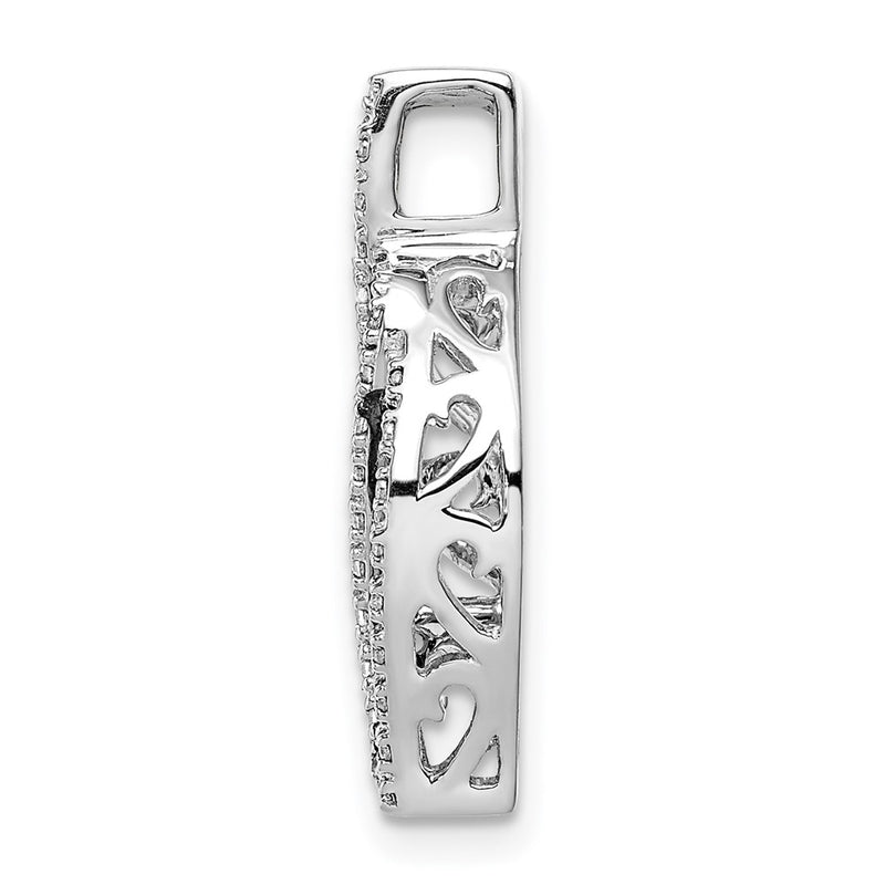 14k White Gold 1/3ct. White and Black Real Diamond Fancy Curve Chain Slide