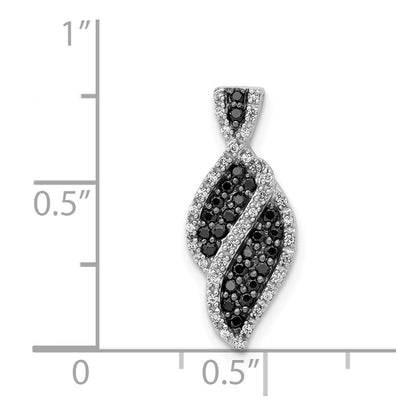14k White Gold 1/3ct. White and Black Real Diamond Fancy Curve Chain Slide