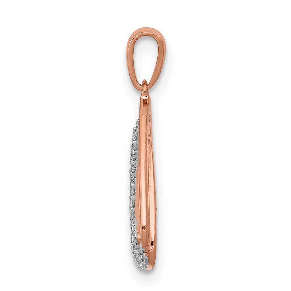 14k Rose Gold 1/6ct. Real Diamond Double Triangle Pendant