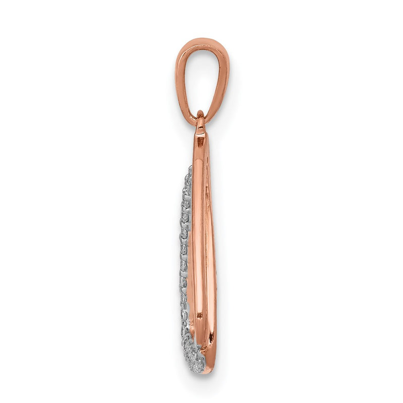 14k Rose Gold 1/6ct. Real Diamond Double Triangle Pendant